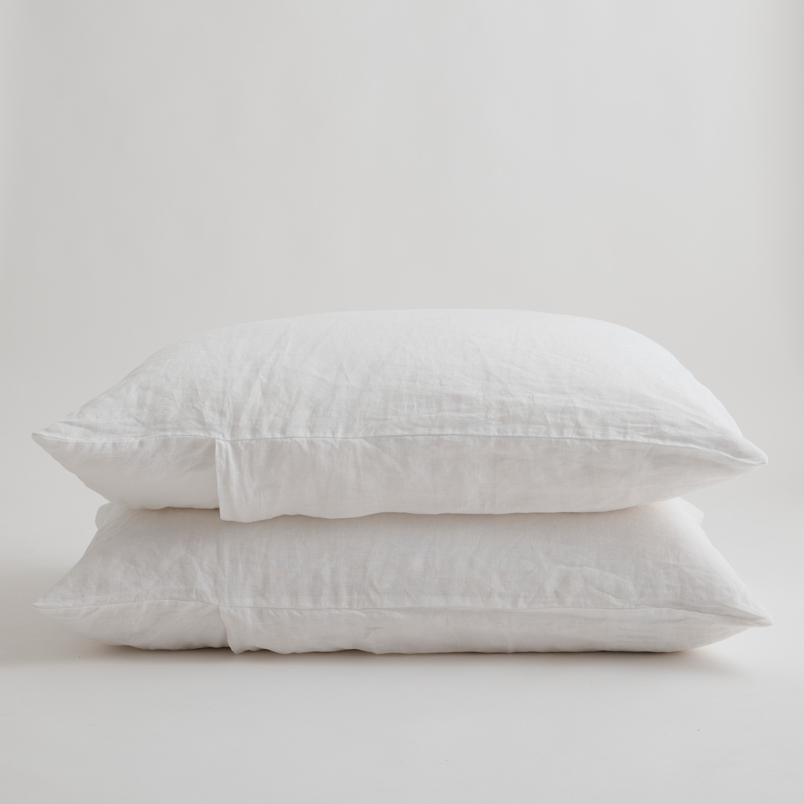 100% Pure Linen White Standard Pillowcase Set (2)