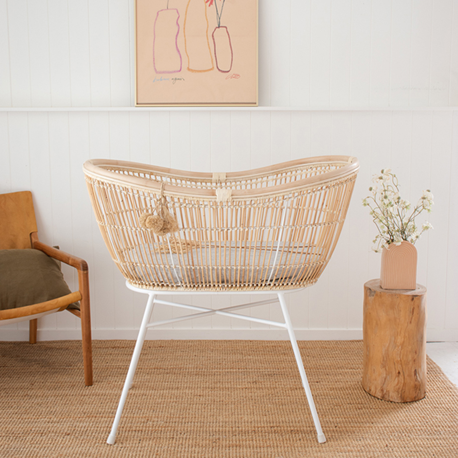 Pinstripe French linen Bassinet Sheet