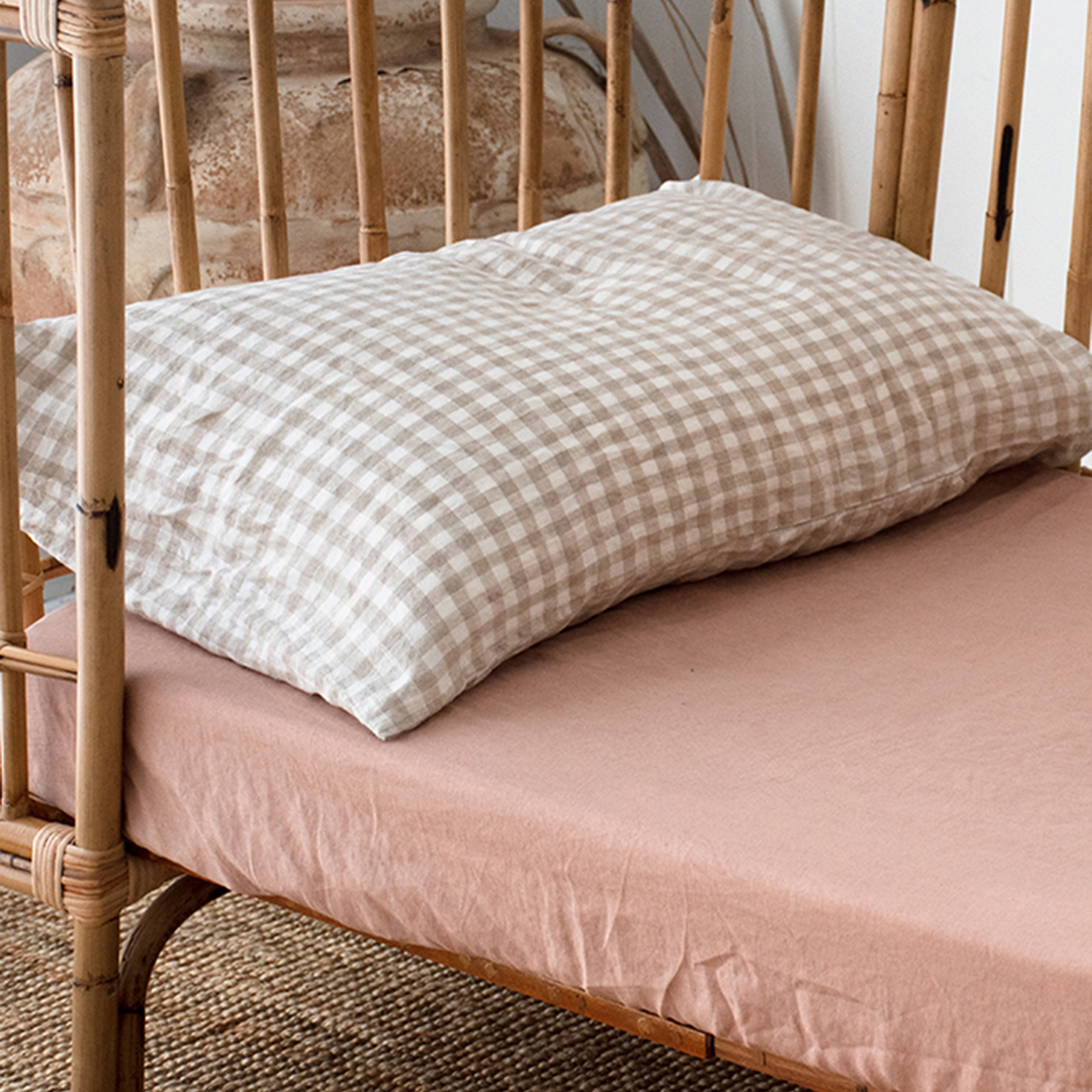 Clay French linen Cot Sheet