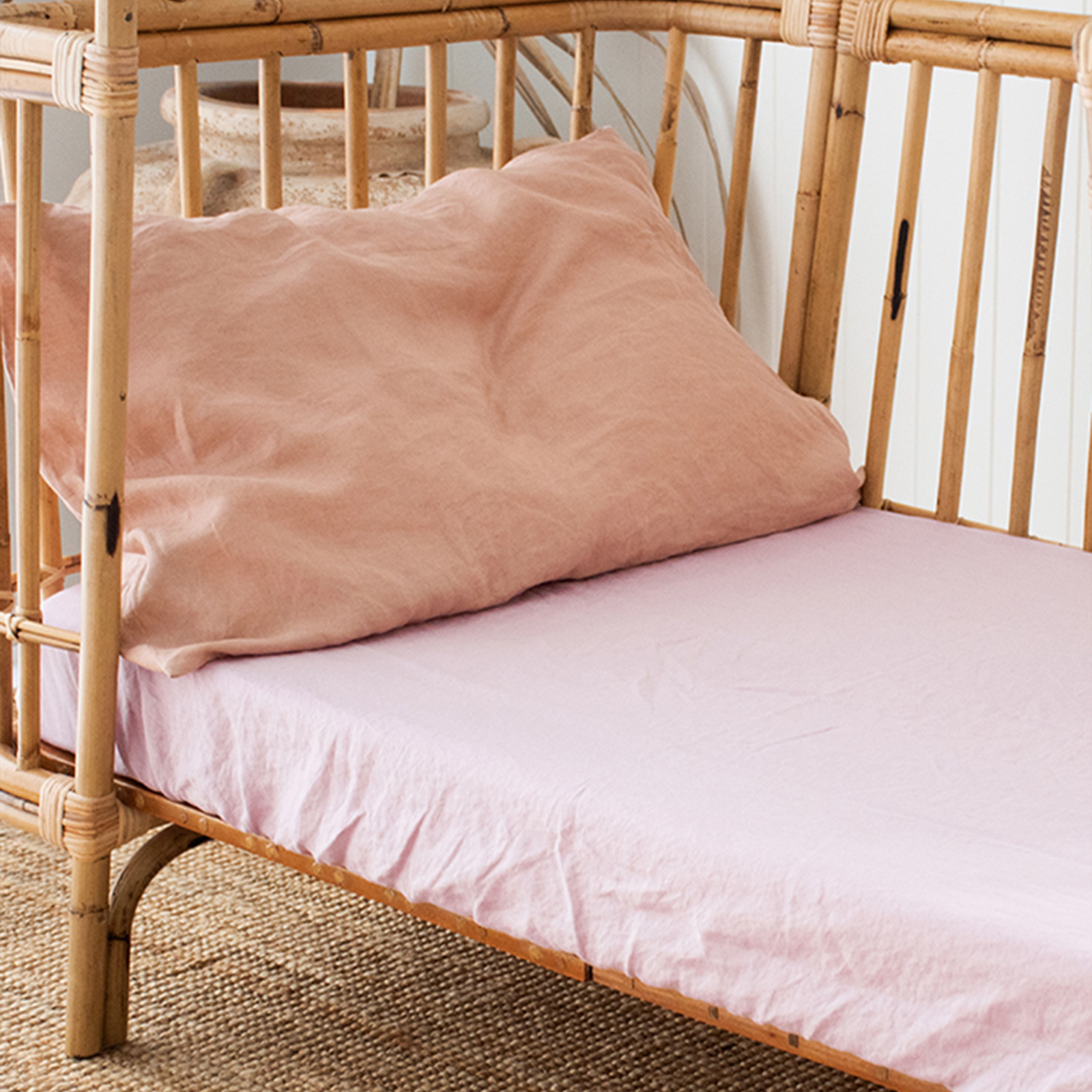 Lilac French linen Cot Sheet