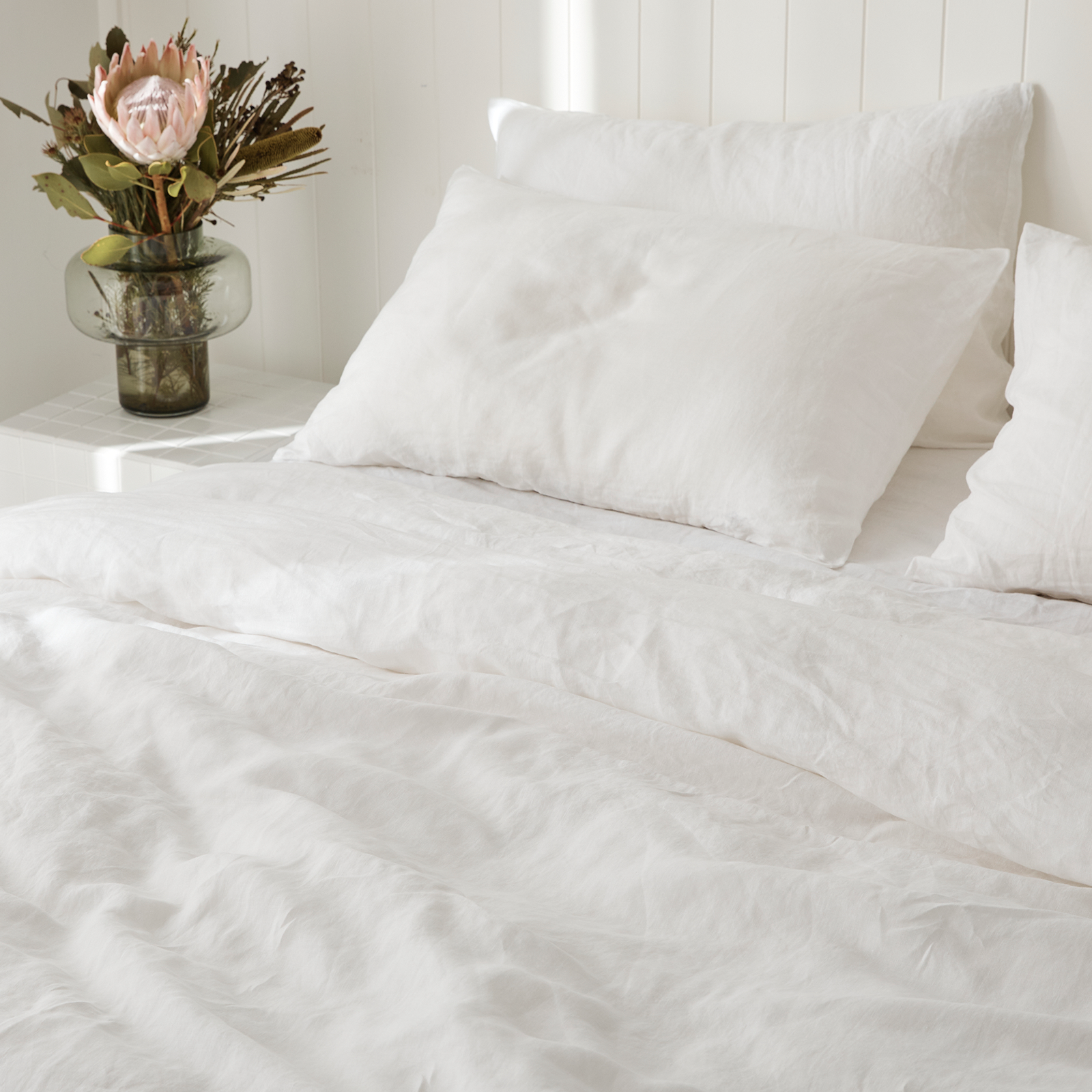 100% pure French linen Duvet Cover in White