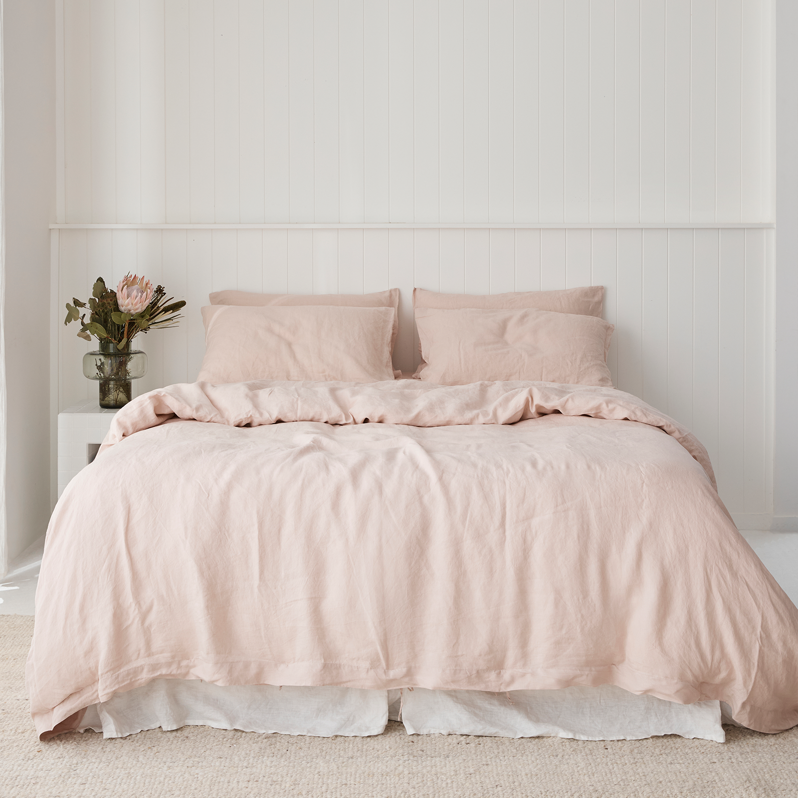 100% pure French linen Duvet Cover in Blush