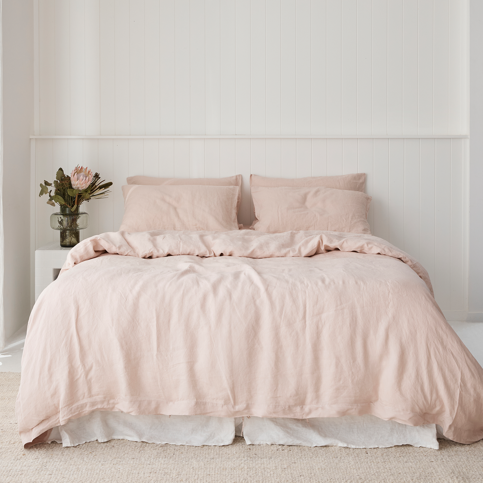 Pink Clay 100% French Flax Linen Bedding Set