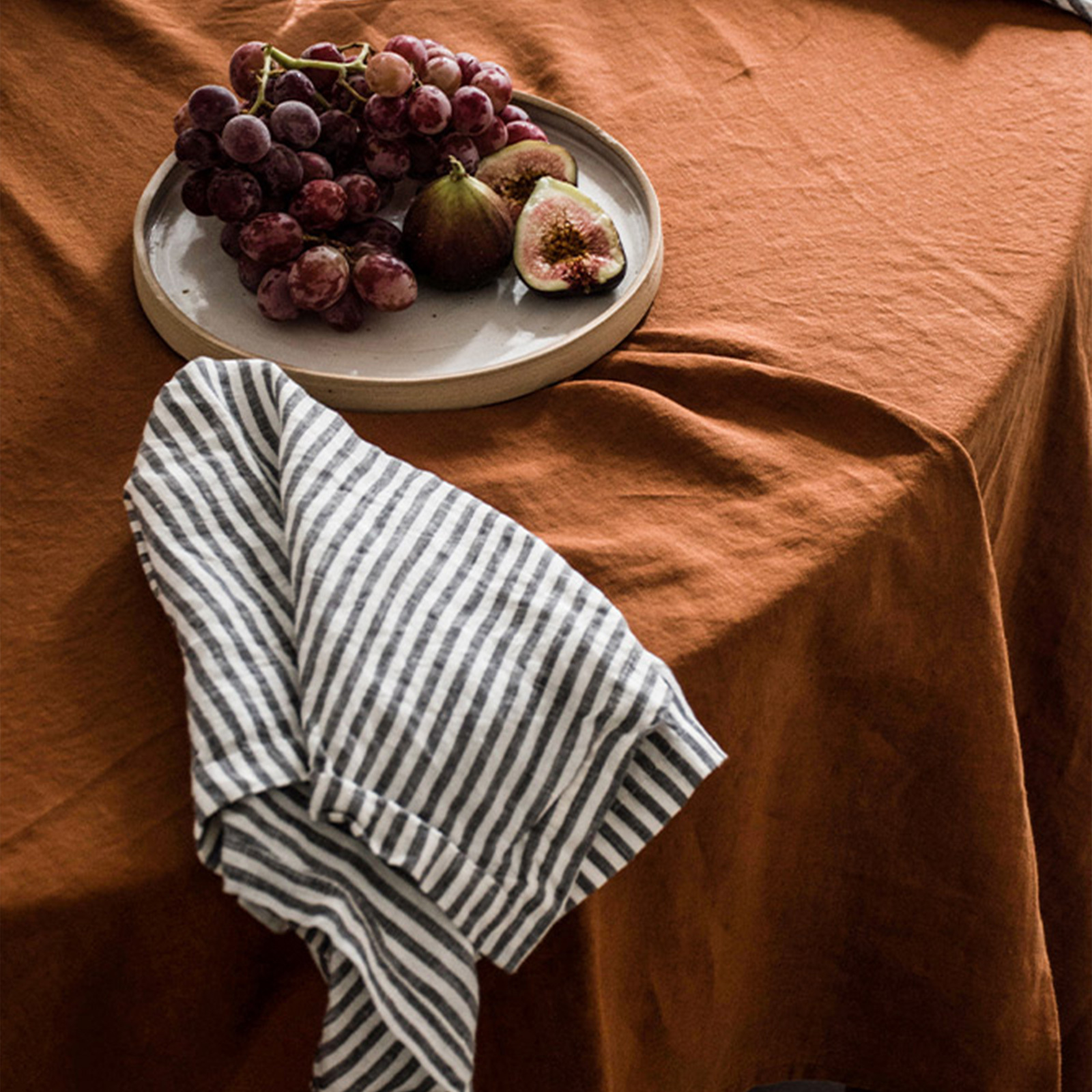 Pure French linen Napkins in Charcoal Stripes (set of 4)
