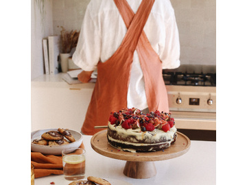 French linen Apron in Sienna