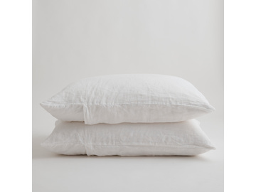 100% Pure Linen White Standard Pillowcase Set (2)