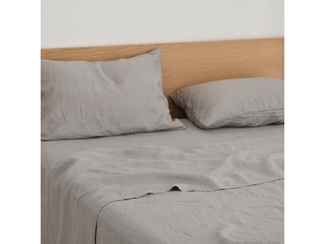 100% Pure Linen Soft Grey Standard Pillowcase Set (2)