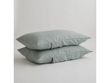 KING SIZE 100% Pure Linen Sage Pillowcase Set (2)