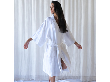 French Linen Robe in White