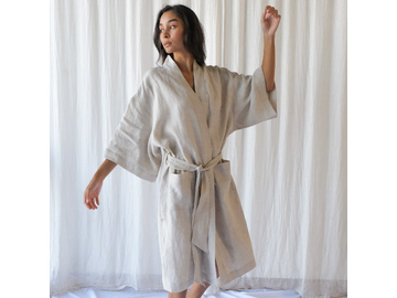 French Linen Robe in Natural