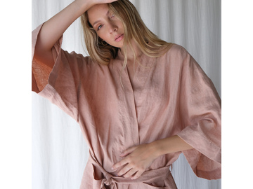French Linen Robe in Clay