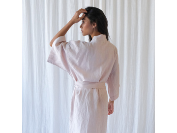 French Linen Robe in Blush