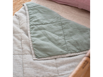 Pinstripe & Sage French linen Cot Duvet/Play Mat