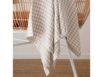Beige Gingham French linen Swaddle