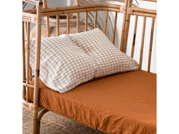 Ochre French linen Cot Sheet