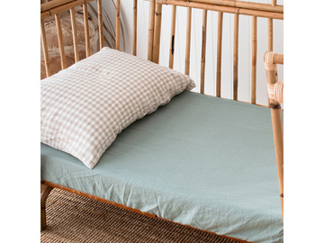 Sage French linen Cot Sheet