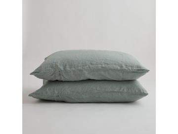 100% Pure Linen Sage Standard Pillowcase Set (2)