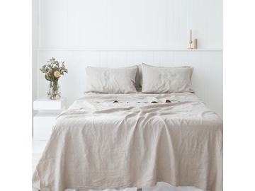 100% pure French linen sheet set in Natural