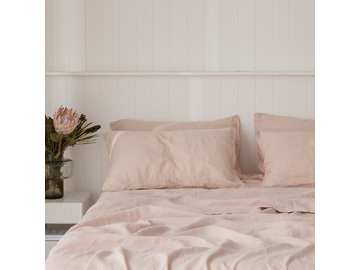 100% pure French linen sheet set in Blush