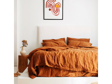 100% pure French linen Duvet Cover in Ochre