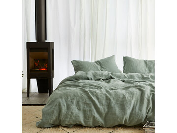 100% pure French linen Duvet Cover in Sage