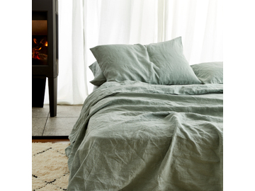 100% pure French linen sheet set in Sage
