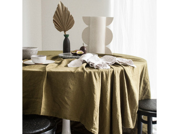 French Linen Table Cloth in Olive