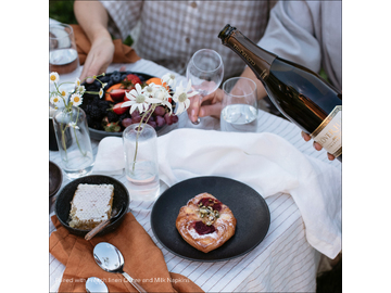 French Linen Table Cloth in Cocoa Stripe