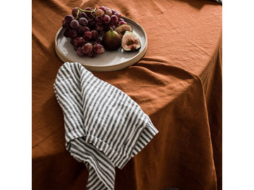 Pure French linen Napkins in Charcoal Stripes (set of 4)