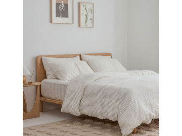 100% pure French linen Duvet Cover in Olive Stripe