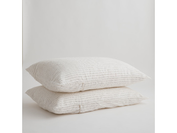 KING SIZE 100% Pure Linen Olive Stripe Pillowcase Set (2)