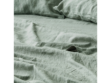 French linen flat sheet in Sage