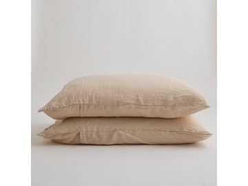 100% Pure Linen Crème Standard Pillowcase Set (2)