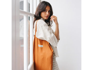 French Linen Market Bag in Ochre