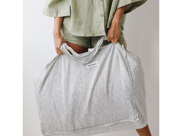 French Linen Carry All Bag in Pinstripe