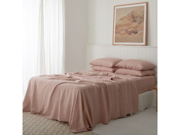 French linen Fitted Sheet in Clay