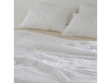 QUEEN / KING French linen Quilted Coverlet White