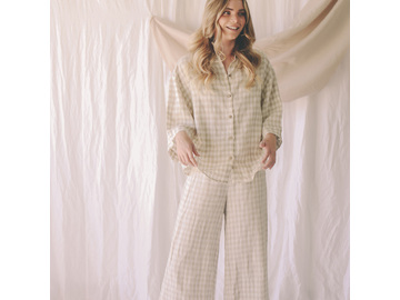 Ruby Lounge Set in Beige Gingham 