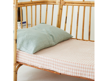 CLAY Gingham French linen Cot Sheet