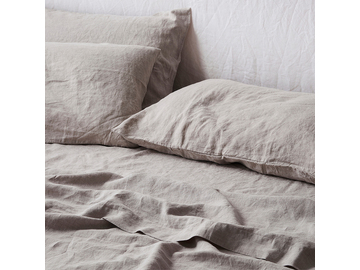 French linen flat sheet in Natural