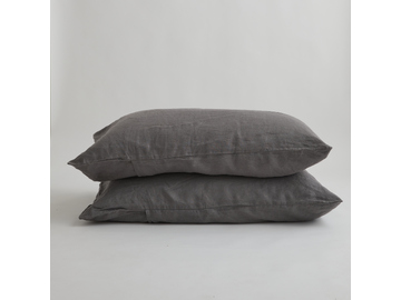 100% Pure Linen Warm Grey Standard Pillowcase Set (2)