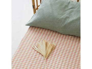 CLAY Gingham French linen Cot Sheet
