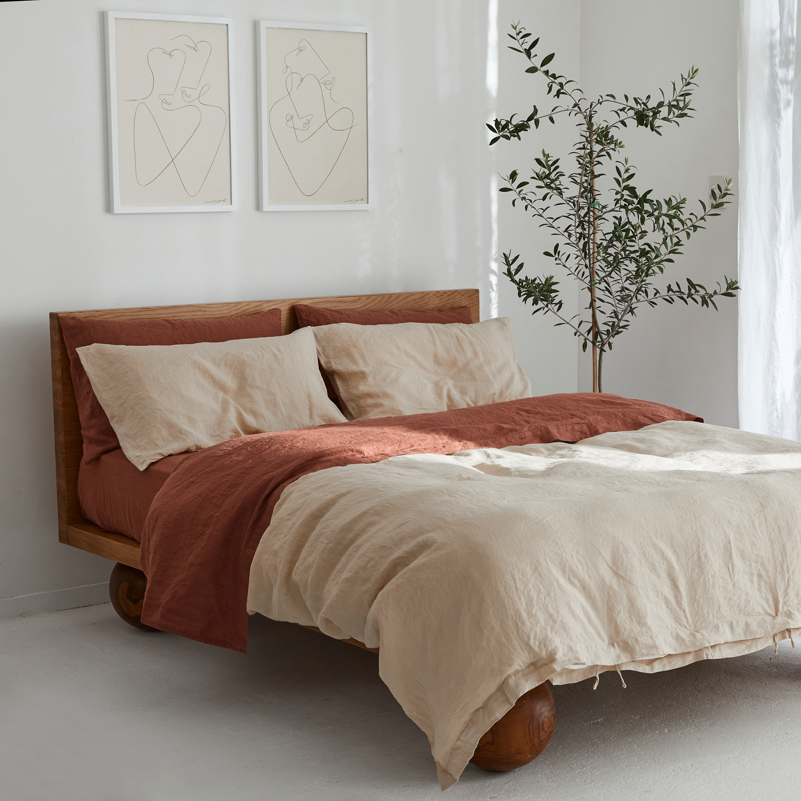 100% pure French linen Duvet Cover in Crème