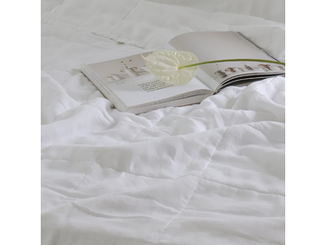 QUEEN / KING French linen Quilted Coverlet White
