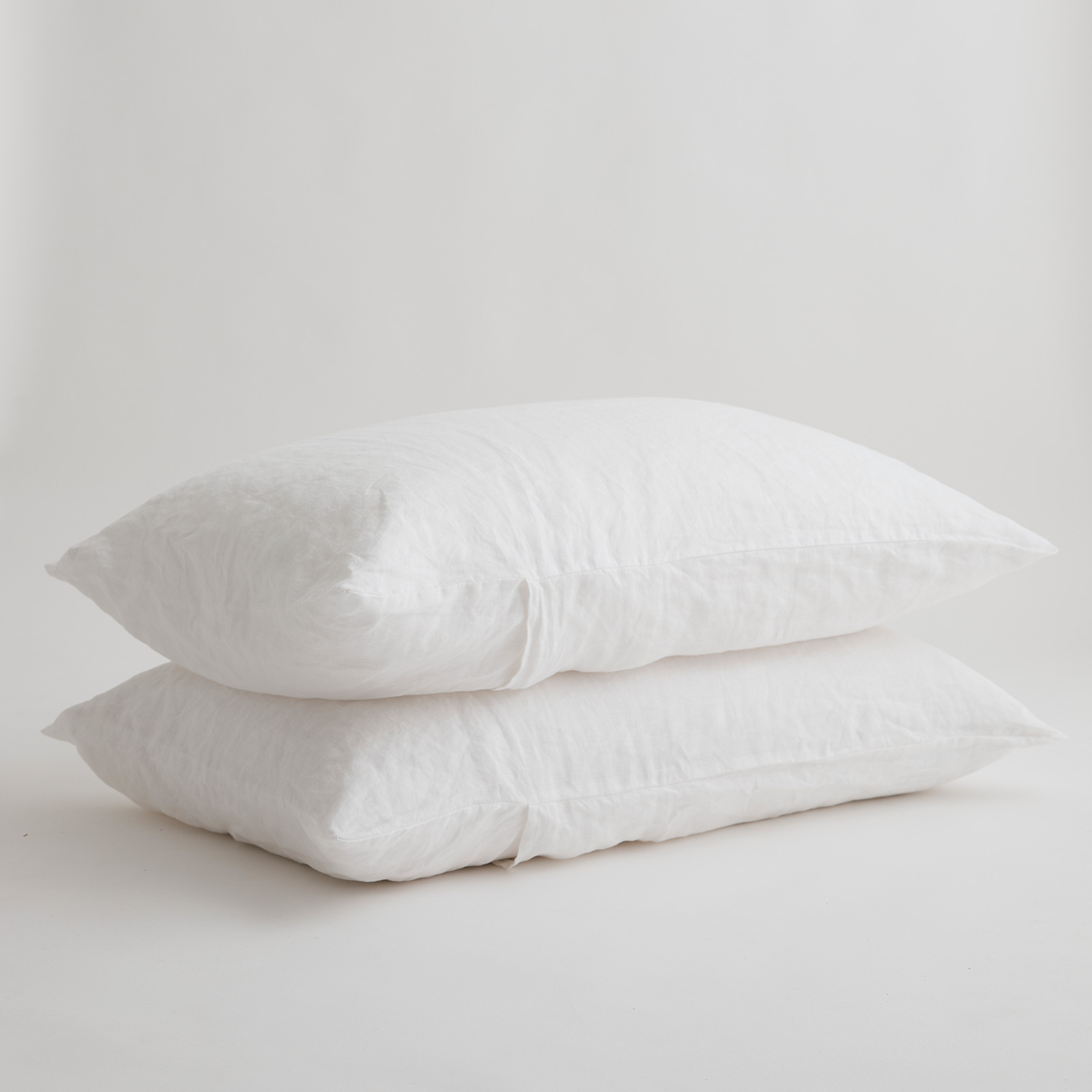 100% Pure Linen White Standard Pillowcase Set (2)