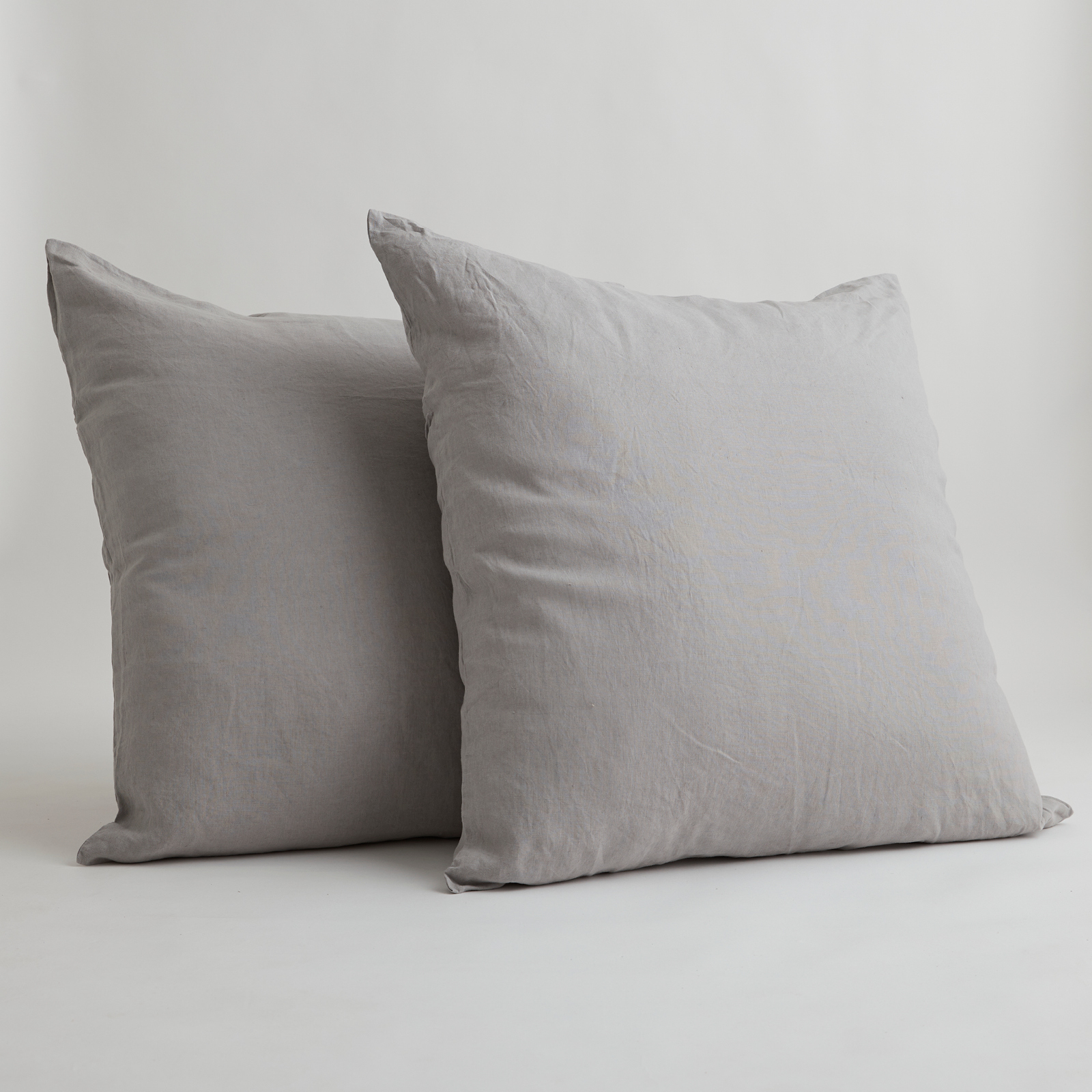 100% Pure Linen European Pillowcase Set in Soft Grey (2)