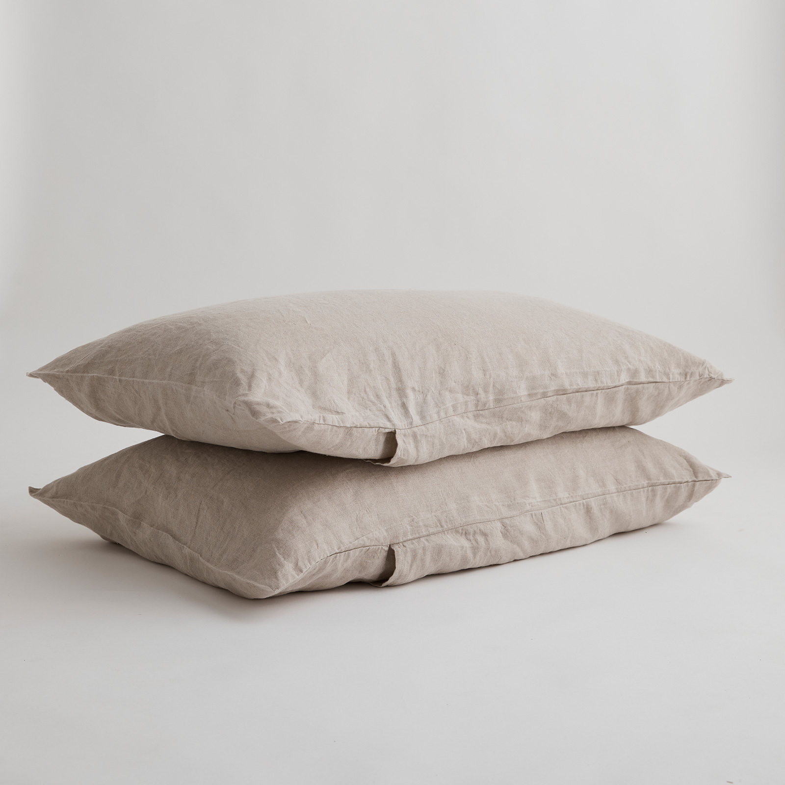 KING SIZE 100% Pure Linen Natural Pillowcase Set (2)