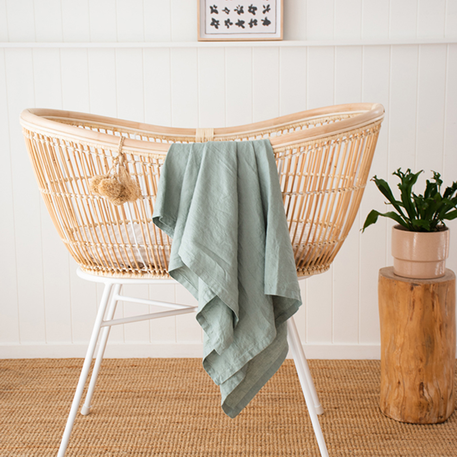 Sage French linen Swaddle