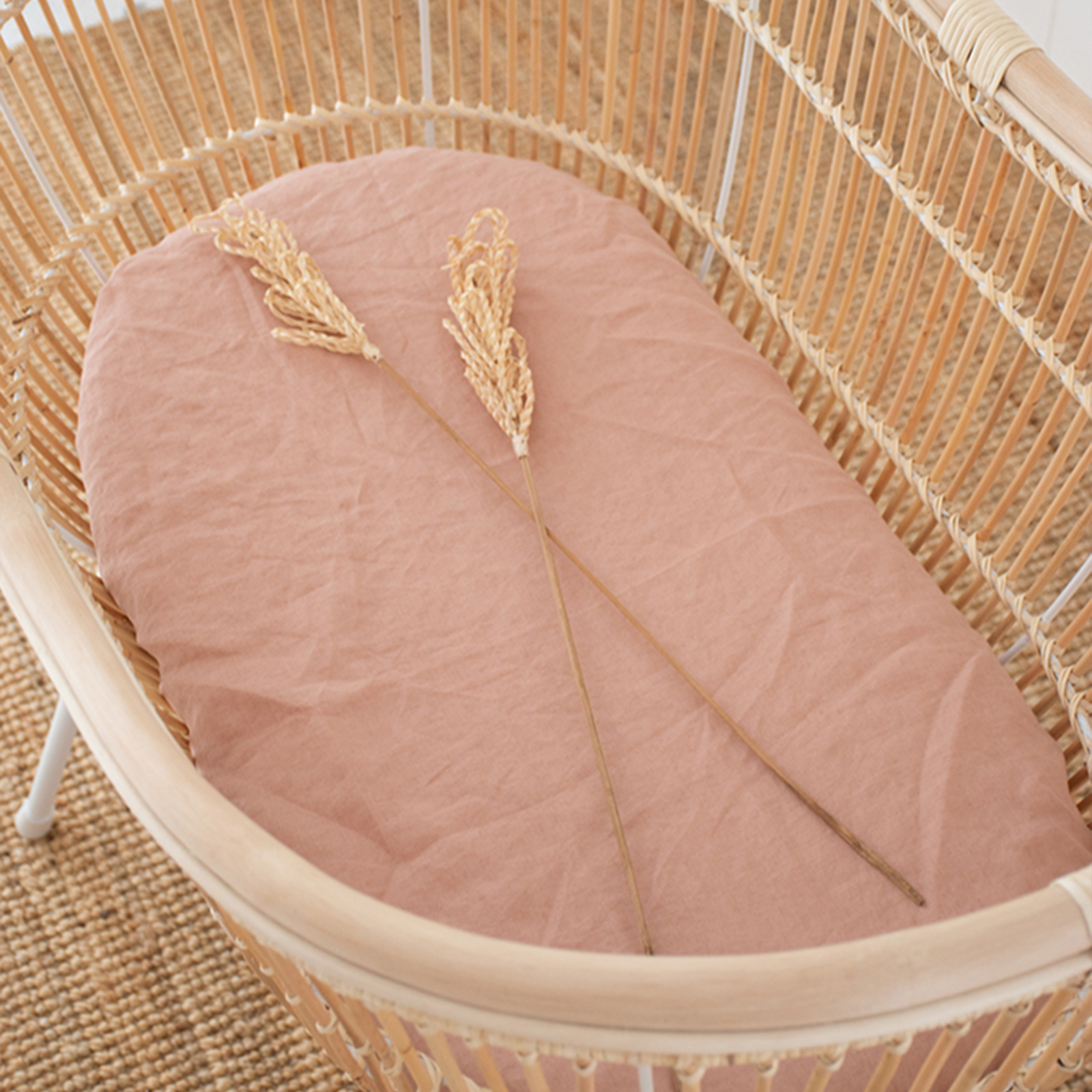 Clay French linen Bassinet Sheet