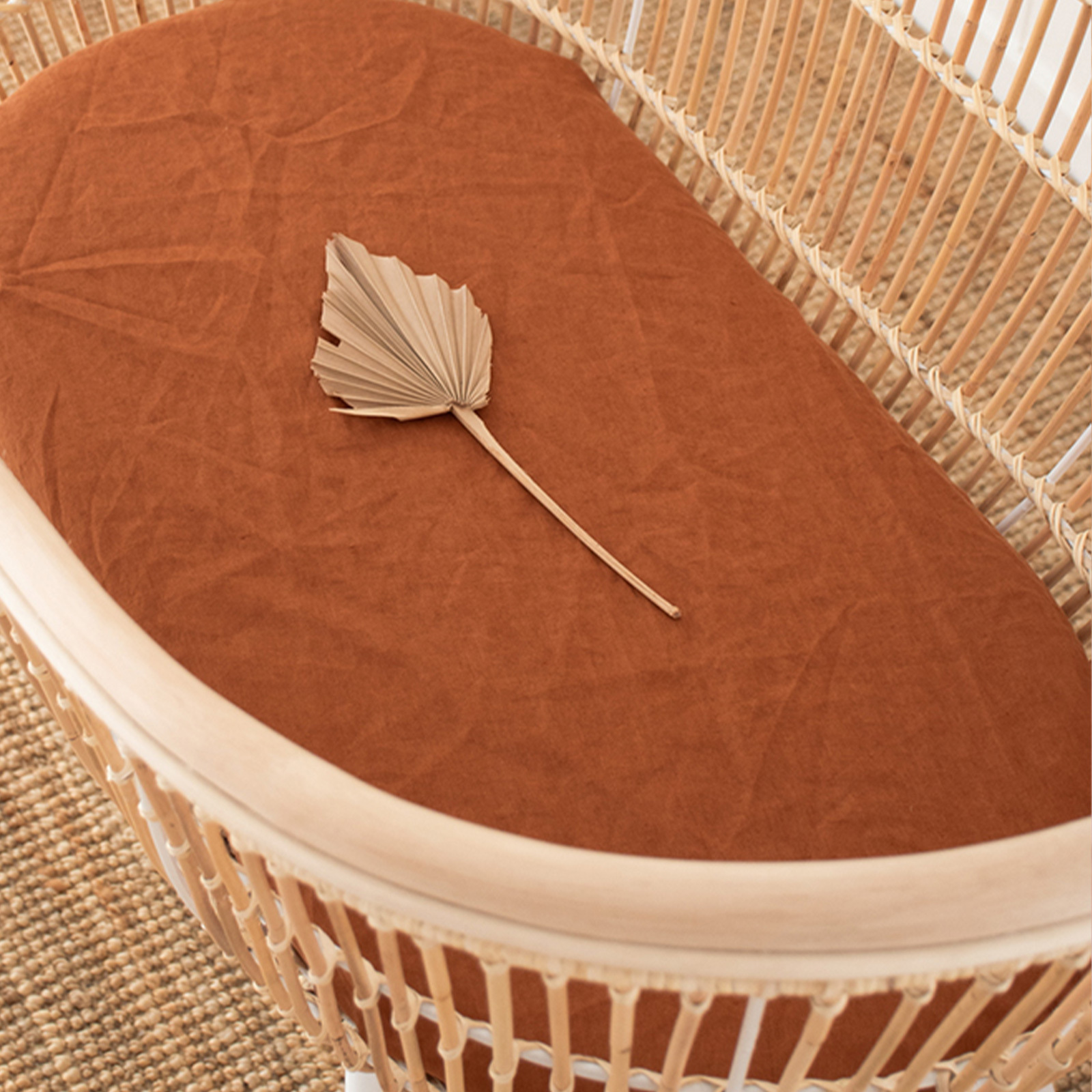 Ochre French linen Bassinet Sheet